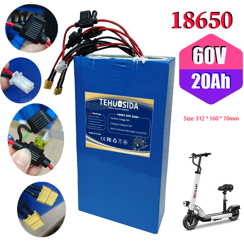 60V 20Ah 18650 16S6P Lithium B - 60V 50Ah Electric Scooter Battery review and price